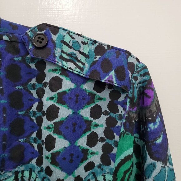 Anthropologie | Maeve Frequencies Turquoise Ikat Belted Hi-Lo Shirtdress Size‎ M - Picture 5 of 7